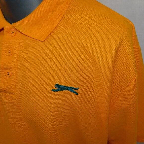 Slazenger Mens 2XL / XXL Orange Green Panther Pique Short sleeve  Polo Shirt - Picture 4 of 10